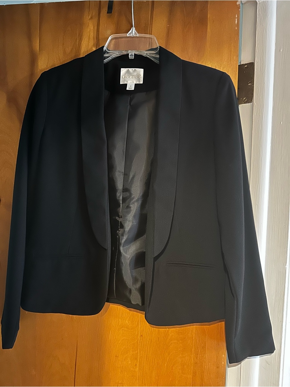 Decree Womens Black Open-Front Blazer Jacket size 8